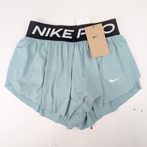 Nike Pro Girls Small 2 in 1 Shorts - Cannon Green